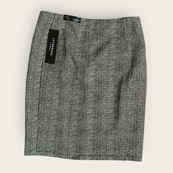 LiverPool Skirt Women's Sz 10p Black and White Pencil Stretch Office Career - Picture 2 of 6